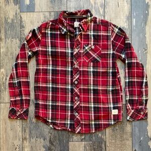 Weatherproof Vintage Girls Flannel Plaid Shirt Top Button Up Red Black Size M